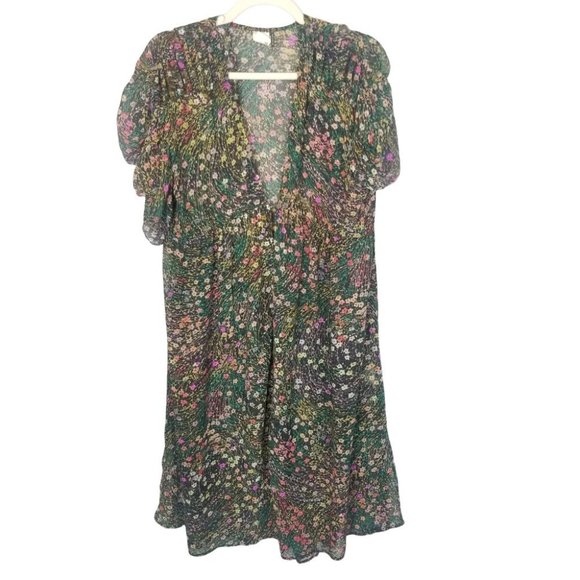 Anthropologie Akemi+Kin Womens XS Green Floral Val - Picture 2 of 9